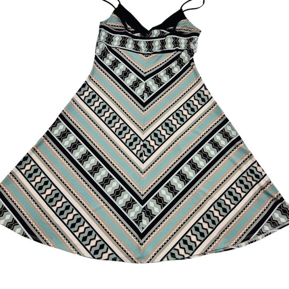 BCBG MaxAzaria Twist Front Aztec Print Spaghetti Strap Dress Women's Size Small - Picture 3 of 9